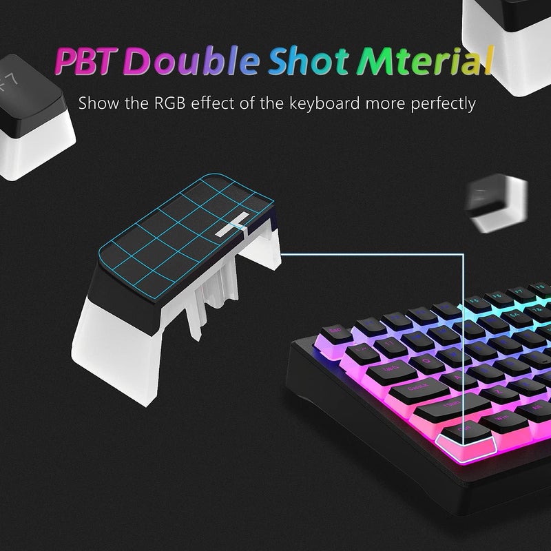 Womier Pudding Keycaps, PBT Shine Through Keycaps 165 Keys Set Custom Key caps Set OEM Profile, Universal Compatiability for 100%, 75%, 65%, 60% Keyboard-Black - Image 5